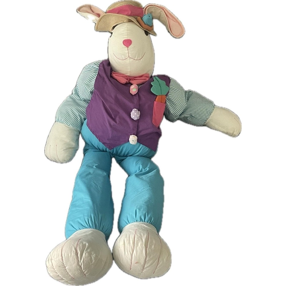 Vintage Lillian Vernon Life Size Easter Bunny Plush Stuffed Figure Boy 60"